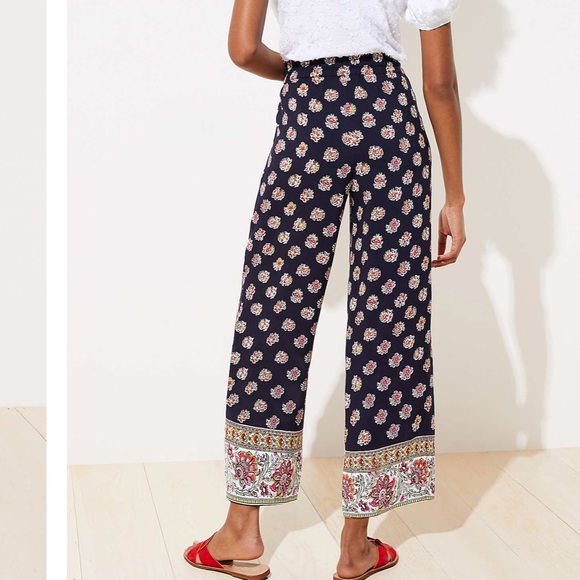 LOFT Floral Fluid Drawstring Pants - Picture 3 of 9